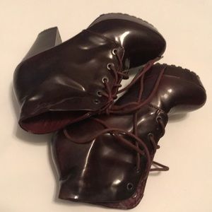 Dark purple platform ankle boots